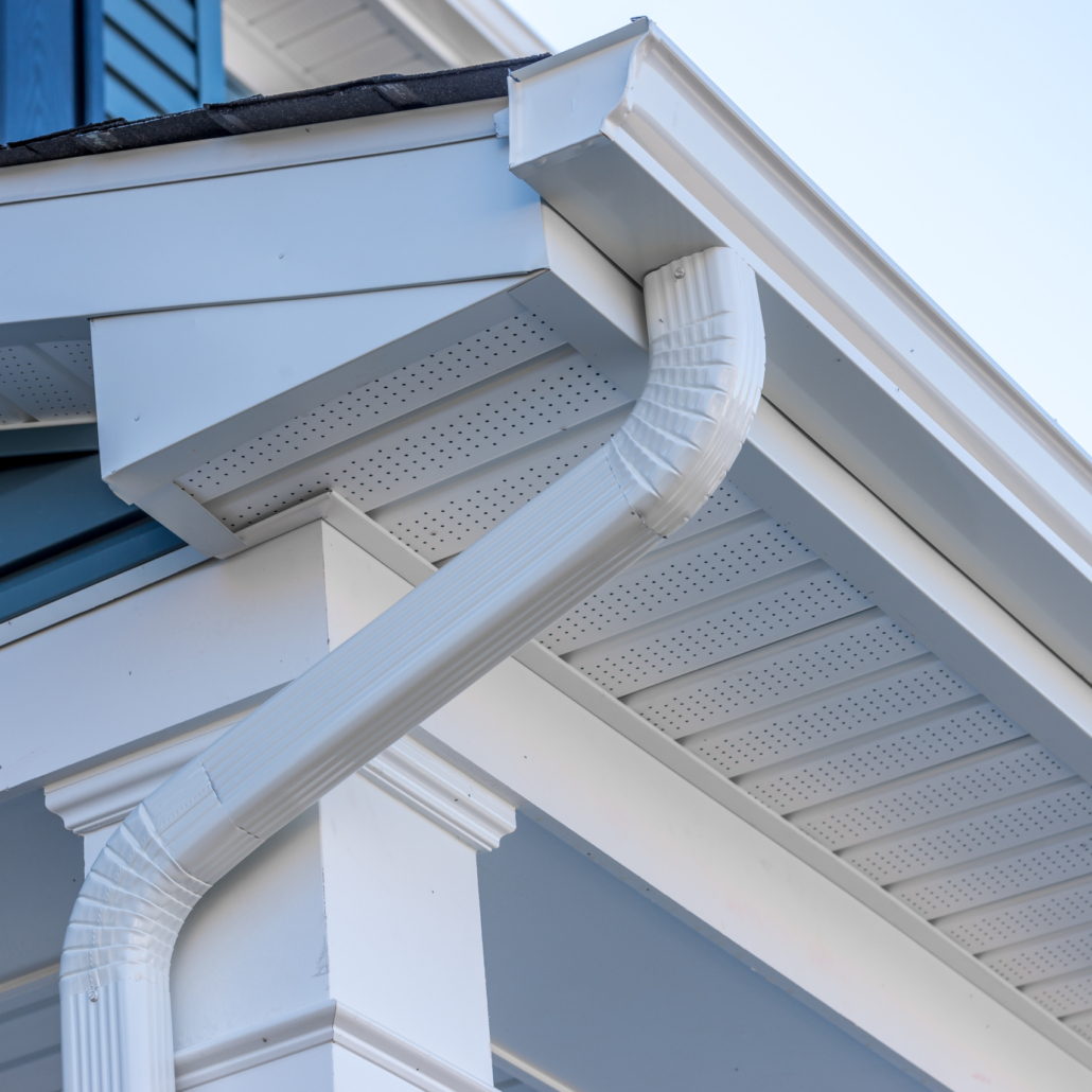 Colonial white gutter guard system, fascia, drip edge, soffit pr